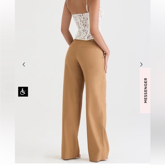 NWOT $135 HOUSE OF CB CAMERON
CARAMEL RELAXED WIDE LEG TAILORED TROUSERS SMALL - Picture 2 of 12